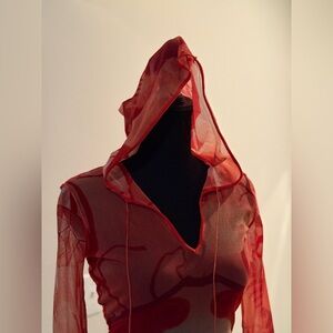 Jean Paul Gaultier Vibrant Red Sheer Top